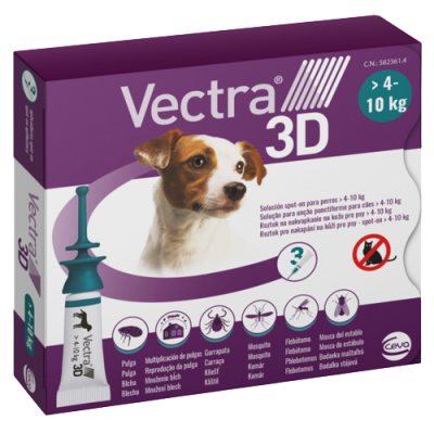 VECTRA 3D spot-on pro psy S (4 -10 kg), 3 pipety