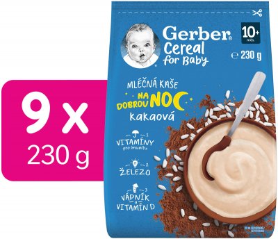 Gerber Cereal mléčná kaše kakaová Dobrou noc 9 x 230 g