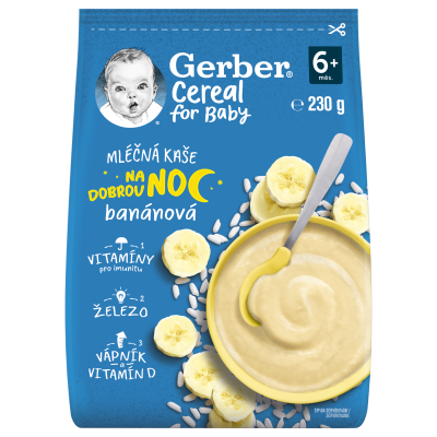Gerber Cereal mléčná kaše banánová Dobrou noc 230 g