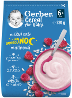 Gerber Cereal mléčná kaše malinová Dobrou noc 230 g Gerber Cereal mléčná kaše malinová Dobrou noc 230 g