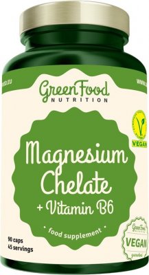 GreenFood Nutrition Magnesium Chelát + Vitamin B6 90 kapslí