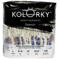 Kolorky Night Moments - Vesmír - L (8-13 kg) noční jednorázové ekoplenky 27 ks