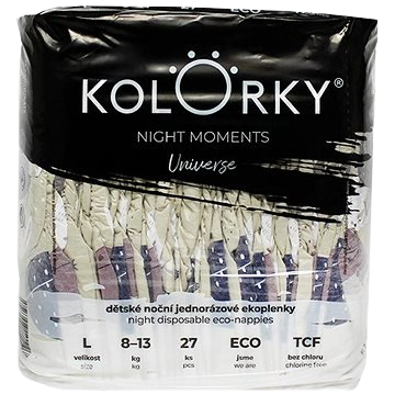 Kolorky Night Moments - Vesmír - L (8-13 kg) noční jednorázové ekoplenky 27 ks