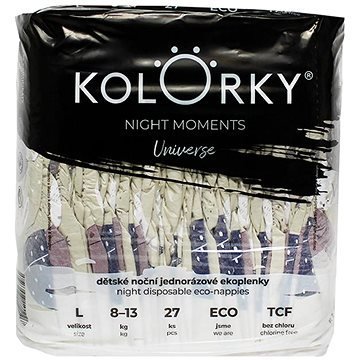 Kolorky Night Moments - Vesmír - L (8-13 kg) noční jednorázové ekoplenky 27 ks