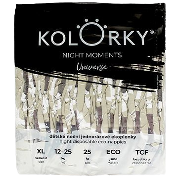 Kolorky Night Moments - Vesmír - XL (12-25 kg) noční jednorázové ekoplenky 25 ks