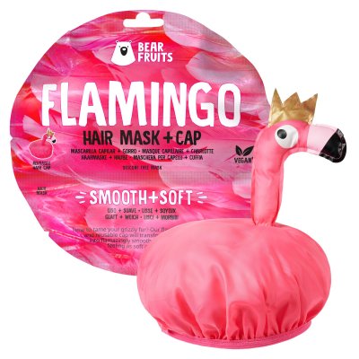 Bear Fruits Flamingo Smooth Soft Vlasová maska + čepice na vlasy 20 ml