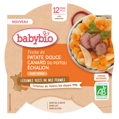 Babybio sladké brambory s kachnou a šalotkou Echalion 230 g