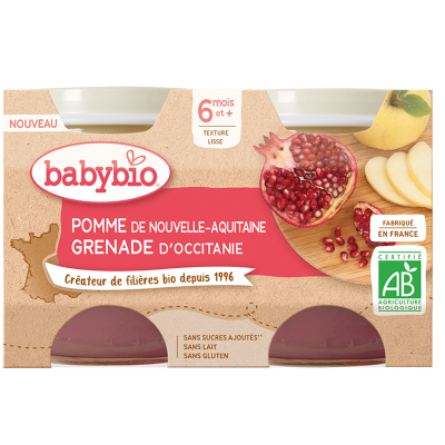 Babybio jablko s granátovým jablíčkem 2 x 130 g