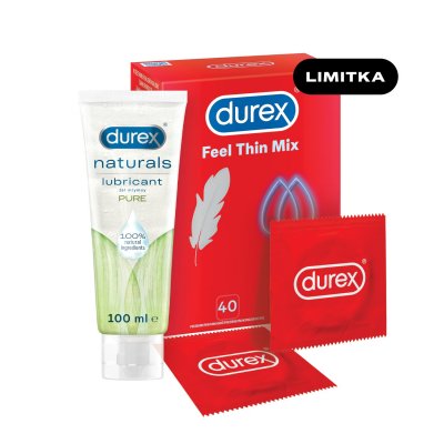 Durex SEX Feel Thin MIX 40ks + gel 100 ml
