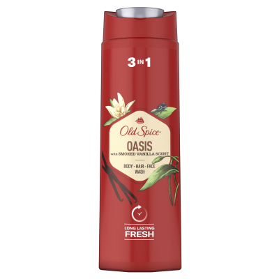 OLD SPICE Oasis Sprchový gel pro muže 3v1 pro dlouhotrvající svěžest s vůní kouřové vanilky 400 ml