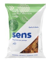 Sens Hrachové chipsy s cvrččím proteinem - Česnek & Bylinky 80 g