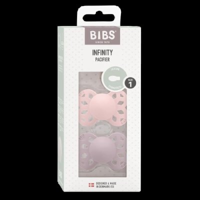 Bibs Infinity anatomické dudlíky ze silikonu, velikost 1, Blossom / Dusky Lilac 2 ks