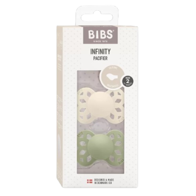 Bibs Infinity symetrické dudlíky ze silikonu, velikost 2, Ivory / Sage 2 ks