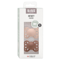 Bibs Infinity symetrické dudlíky ze silikonu, velikost 1, Blush / Woodchuck 2 ks