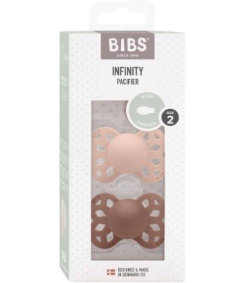 Bibs Infinity symetrické dudlíky ze silikonu, velikost 2, Blush / Woodchuck 2 ks