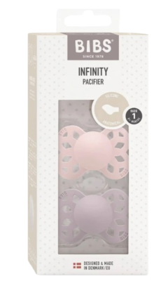 Bibs Infinity symetrické dudlíky ze silikonu, velikost 1, Blossom / Dusky Lilac 2 ks Bibs Infinity symetrické dudlíky ze silikonu, velikost 1, Blossom / Dusky Lilac 2 ks