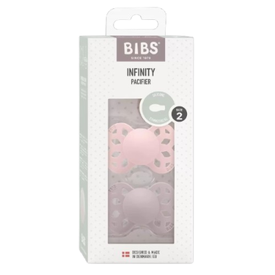Bibs Infinity symetrické dudlíky ze silikonu, velikost 2, Blossom / Dusky Lilac 2 ks Bibs Infinity symetrické dudlíky ze silikonu, velikost 2, Blossom / Dusky Lilac 2 ks