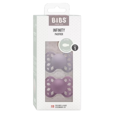 Bibs Infinity symetrické dudlíky ze silikon, velikost 1, Fossil Grey / Mauve 2 ks