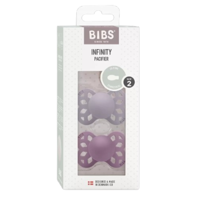 Bibs Infinity symetrické dudlíky ze silikonu, velikost 2, Fossil Grey / Mauve 2 ks