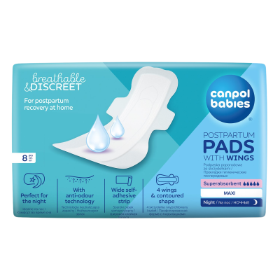 Canpol babies Poporodní vložky s křidélky noční 8 ks