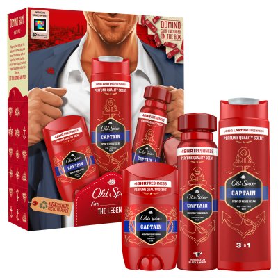 Old Spice Gentleman Pro Muže, S Tuhým Deodorantem, Deodorantem Ve Spreji A Sprchovým Gelem Captain