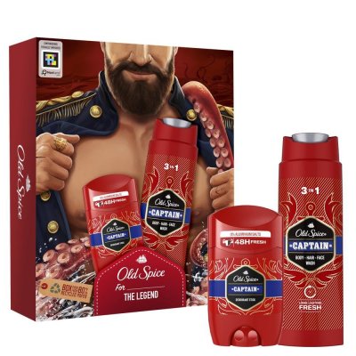 Old Spice Dark Captain Pro Muže, Dárková Sada S Tuhým Deodorantem A Sprchovým Gelem Captain 1 ks