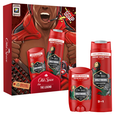 Old Spice Xmass sada Wolfthorn tuhý deodorant a sprchový gel 50 ml + 250 ml