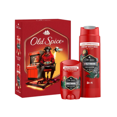 Old Spice Xmass sada Wolfthorn tuhý deodorant a sprchový gel 50 ml + 250 ml