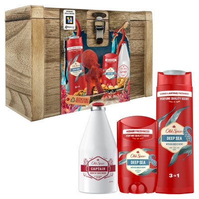 Old Spice Treasure Chest Pro Muže, Tuhý Deodorant A Sprchový Gel Deep Sea A Voda Po Holení Captain