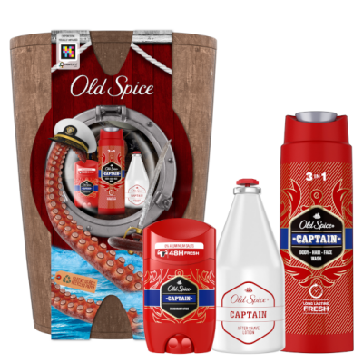 Old Spice Pro Muže, V Dřevěném Soudku S Tuhým Deodorantem, Sprchovým Gelem A Vodou Po Holení Captain