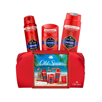 Old Spice Xmass sada Captain v taštičce deodoranty a sprchový gel 3 ks