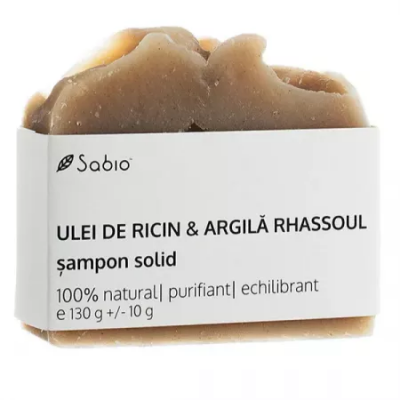 Sabio Cosmetics Tuhý přírodní šampon s ricinovým olejem a jílem rhassoul 130 g