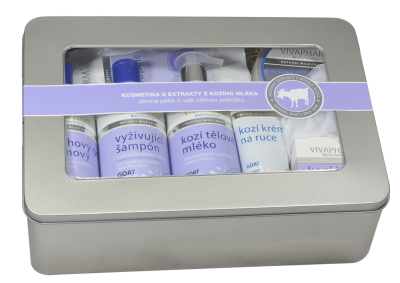 Vivaco Luxusní dárkové balení kosmetiky s kozím mlékem - plechová krabice