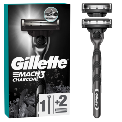 Gillette Mach3 Charcoal Holicí strojek pro muže + 2 Holicí hlavice