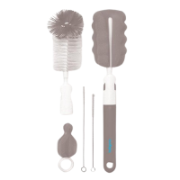 BabyOno Kartáček na čištění s vyměnitelnou rukojetí - šedý 2 ks