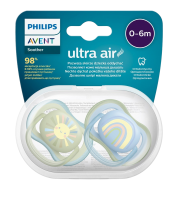 Philips Avent Šidítko Ultra air Obrázek 0-6m chlapec (duha) 2 ks