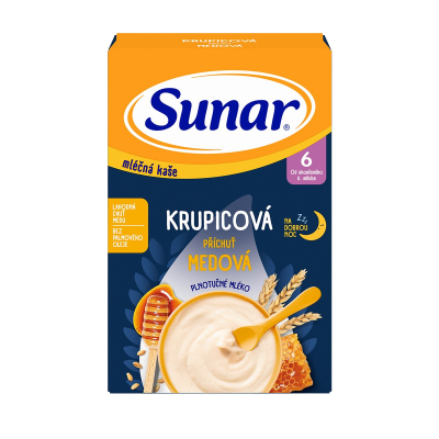 Sunar mléčná krupicová kaše na dobrou noc medová 210 g