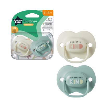 Tommee Tippee CTN Dudlík silikon AnyTime, 6-18m více barevných variant 2 ks