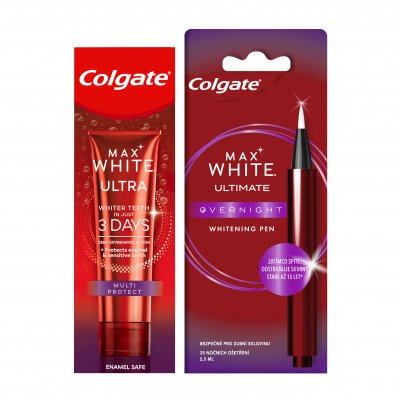 Colgate Overnight pero + Ultra Complete zubní pasta