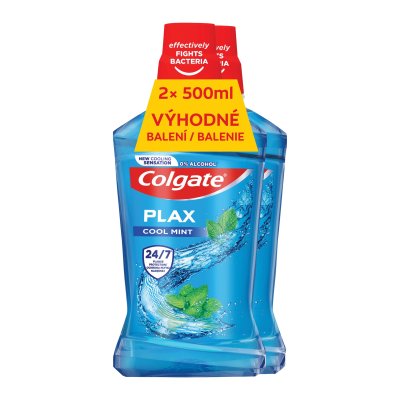 Colgate Plax Cool Mint ústní voda bez alkoholu 2 x 500 ml