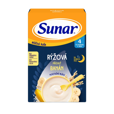 Sunar mléčná rýžová kaše na dobrou noc banánová 210 g