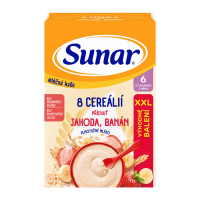 Sunar mléčná kaše s 8 cereáliemi jahoda, banán XXL 340 g