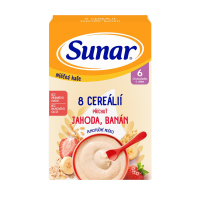 Sunar mléčná kaše s 8 cereáliemi jahoda, banán 210 g