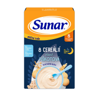 Sunar mléčná kaše s 8 cereáliemi na dobrou noc piškotová 210 g