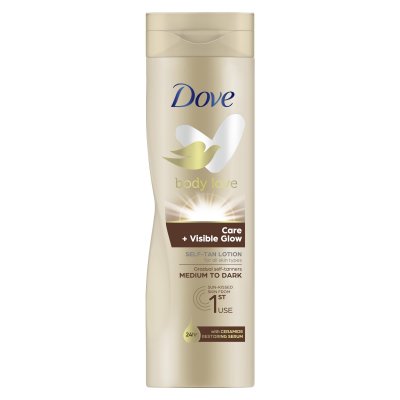 Dove Care&visible Glow med-dark samoopalovací tělové mléko 250 ml