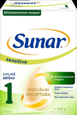 Sunar Sensitive 1 počáteční kojenecké mléko, 500 g
