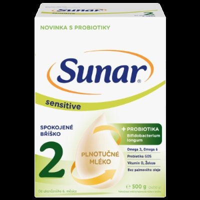 Sunar Sensitive 2 pokračovací kojenecké mléko, 500 g