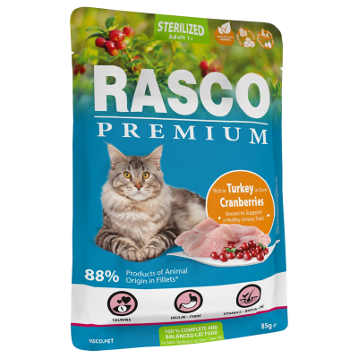 Rasco Kapsička Premium Sterilized, krůta s brusinkou 85 g