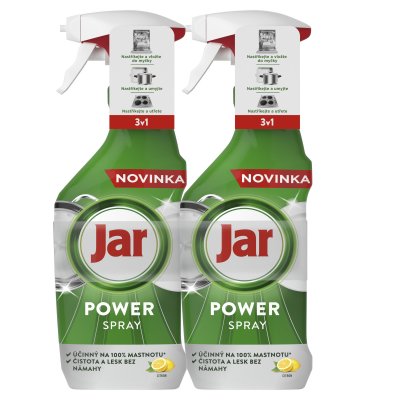 Jar Power Spray 3v1, víceúčelový sprej na nádobí a do kuchyně, citronová vůně 2 x 500 ml