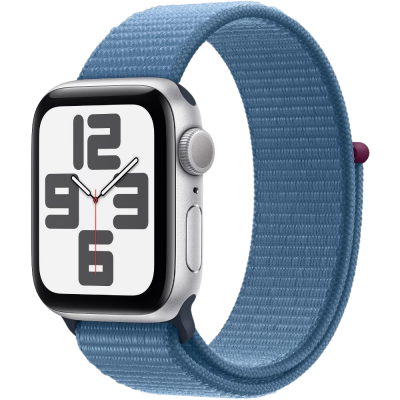 Apple Watch SE GPS 40mm Silver Aluminium Case with Winter Blue Sport Loop